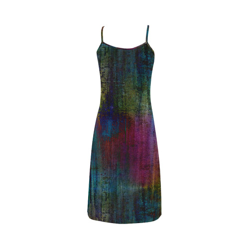 Dark Grunge Watercolor Brush Strokes Painting Alcestis Slip Dress (Model D05)