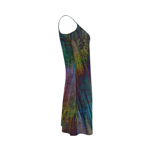 Dark Grunge Watercolor Brush Strokes Painting Alcestis Slip Dress (Model D05)