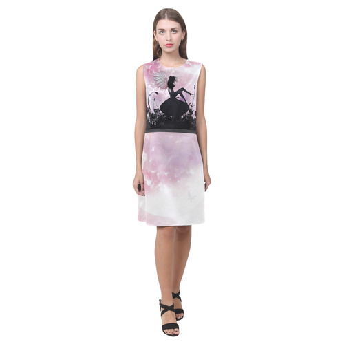 Pink Fairy Silhouette with bubbles Eos Women's Sleeveless Dress (Model D01)