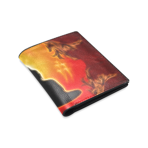 Buddha with light effect Men's Leather Wallet (Model 1612)