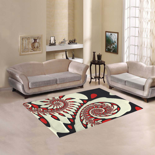 Red & Black Spiral Area Rug 5'3''x4'