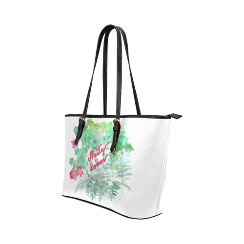 Nasty Woman Floral Leather Tote Bag/Small (Model 1651)