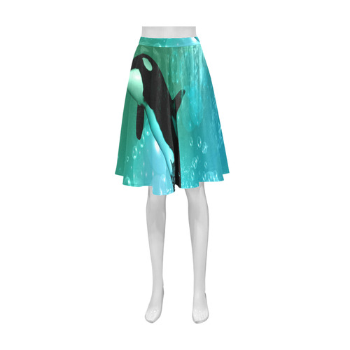 Orca with bubbles Athena Women's Short Skirt (Model D15)