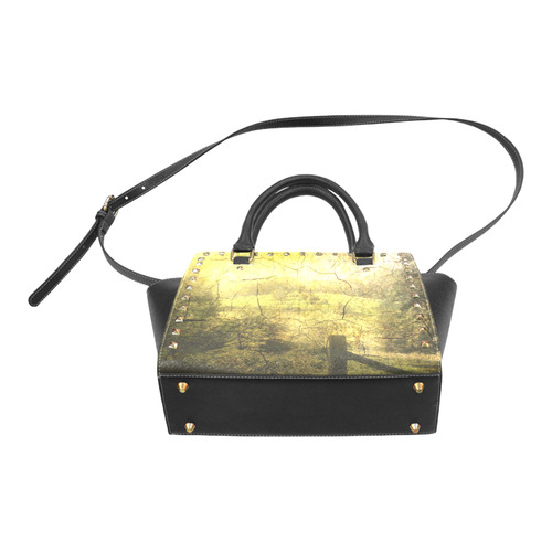 Vintage Landscape 04 Rivet Shoulder Handbag (Model 1645)