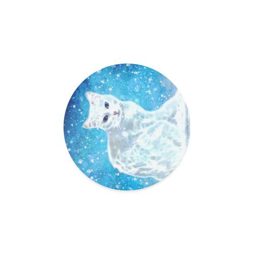 Abstract cute white cat Round Coaster