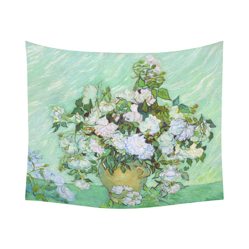 Roses Vincent Van Gogh Floral Fine Art Cotton Linen Wall Tapestry 60"x 51"