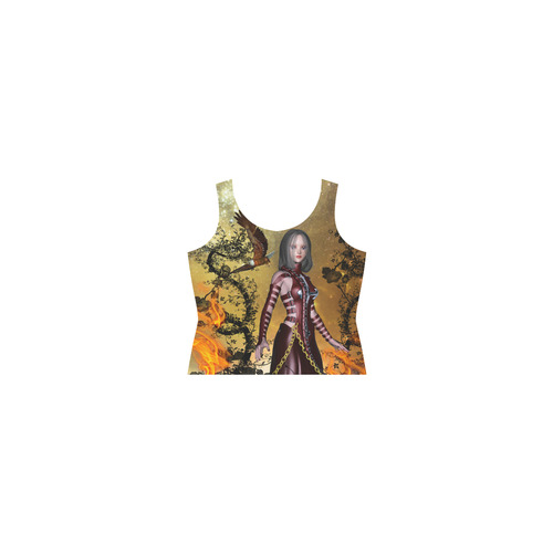 Awesome fairy with fire Sleeveless Splicing Shift Dress(Model D17)