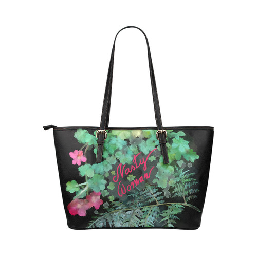 Nasty Woman Leather Tote Bag/Small (Model 1651)