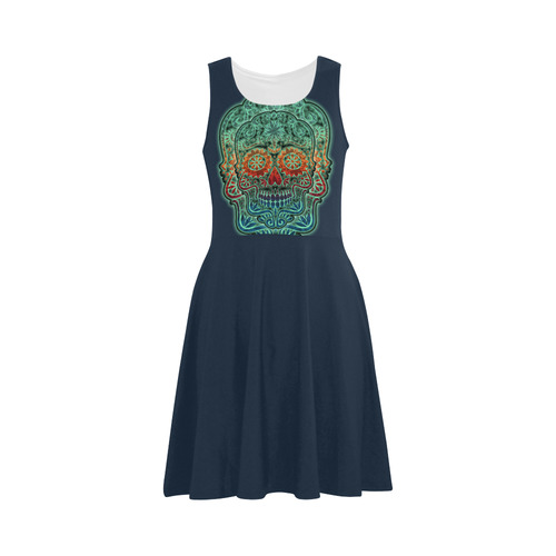 Día De Los Muertos DOUBLE SKULL Ornaments Grunge Atalanta Sundress (Model D04)