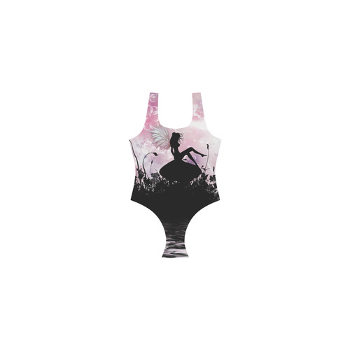 Pink Fairy Silhouette with bubbles Vest One Piece Swimsuit (Model S04)