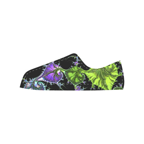 SPIRAL Filigree FRACTAL black green violet Men's Classic Canvas Shoes/Large Size (Model 018)