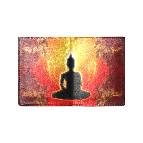 Buddha with light effect Men's Leather Wallet (Model 1612)