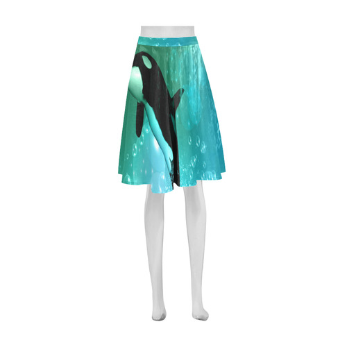 Orca with bubbles Athena Women's Short Skirt (Model D15)