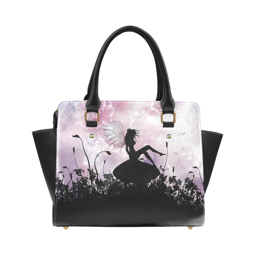 Pink Fairy Silhouette with bubbles Classic Shoulder Handbag (Model 1653)