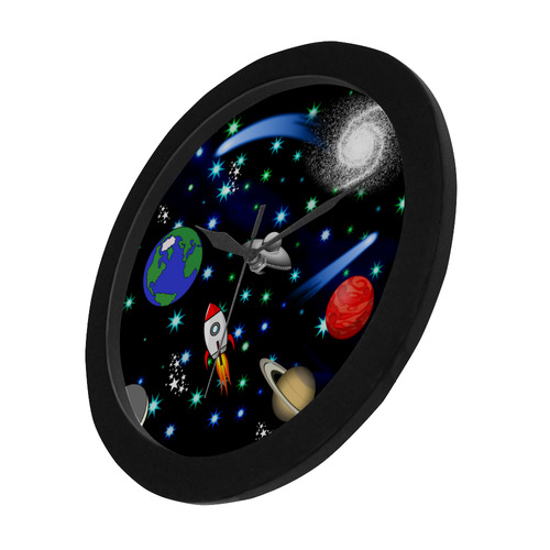 Galaxy Universe - Planets, Stars, Comets, Rockets Circular Plastic Wall clock