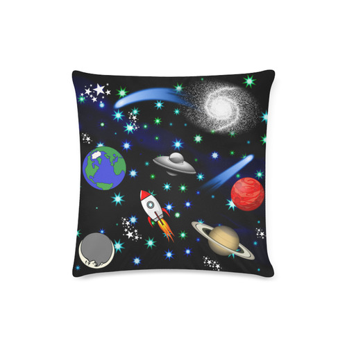 Galaxy Universe - Planets, Stars, Comets, Rockets Custom Zippered Pillow Case 16"x16"(Twin Sides)