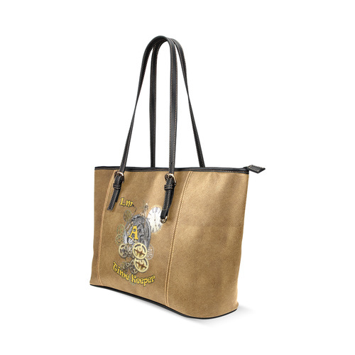 I' A time keeper Leather Tote Bag/Large (Model 1640)