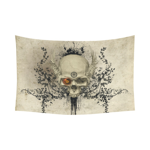 Amazing skull with wings,red eye Cotton Linen Wall Tapestry 90"x 60"