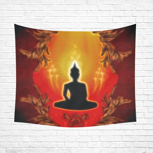 Buddha with light effect Cotton Linen Wall Tapestry 60"x 51"