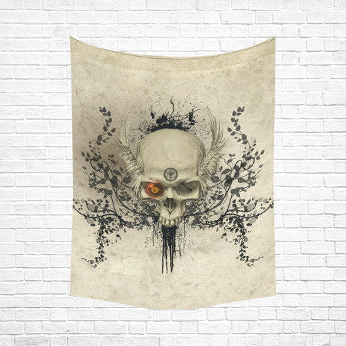 Amazing skull with wings,red eye Cotton Linen Wall Tapestry 60"x 80"