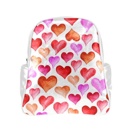 Pink Red Hearts Pattern Multi-Pockets Backpack (Model 1636)