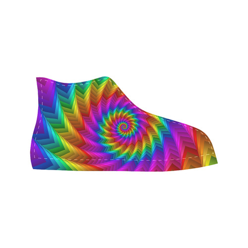 Psychedelic Rainbow Spiral Fractal Aquila High Top Microfiber Leather Men's Shoes (Model 032)