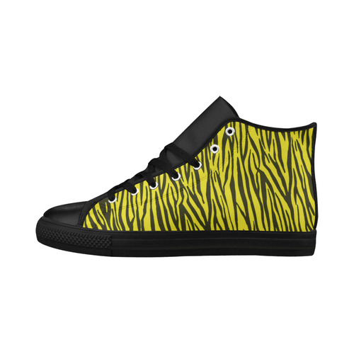 Yellow Zebra Stripes Fur Aquila High Top Microfiber Leather Men's Shoes (Model 032)