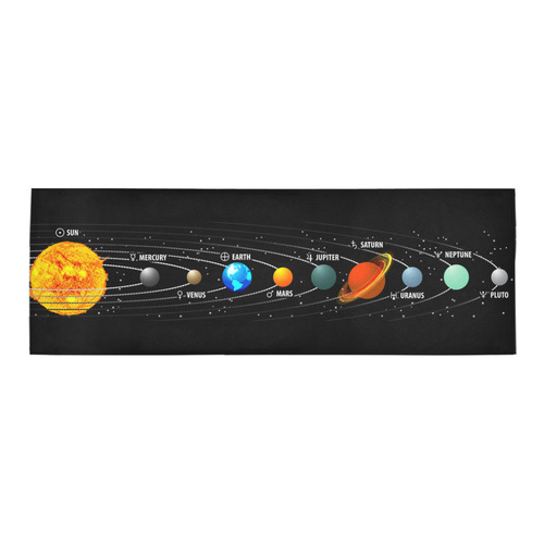 Planet of Solar System with Astronomical Signs Area Rug 9'6''x3'3''