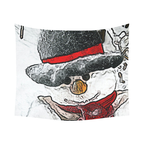 Snowman20161102 Cotton Linen Wall Tapestry 60"x 51"