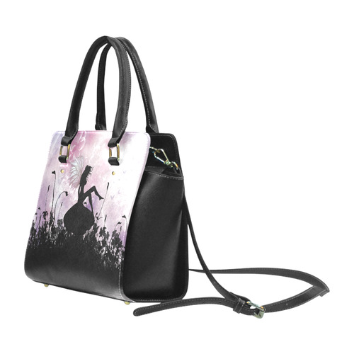 Pink Fairy Silhouette with bubbles Classic Shoulder Handbag (Model 1653)