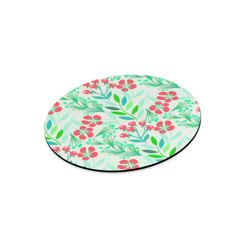 Vintage Holiday Flower Floral Pattern Round Mousepad