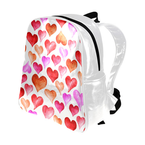 Pink Red Hearts Pattern Multi-Pockets Backpack (Model 1636)
