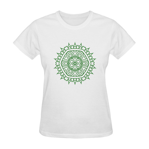 New art in Shop : luxury original designers t-shirt with hand-drawn Art / white and green edition 20 Sunny Women's T-shirt (Model T05)