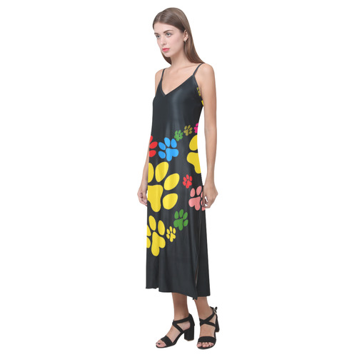 Paws heart by Popart Lover V-Neck Open Fork Long Dress(Model D18)