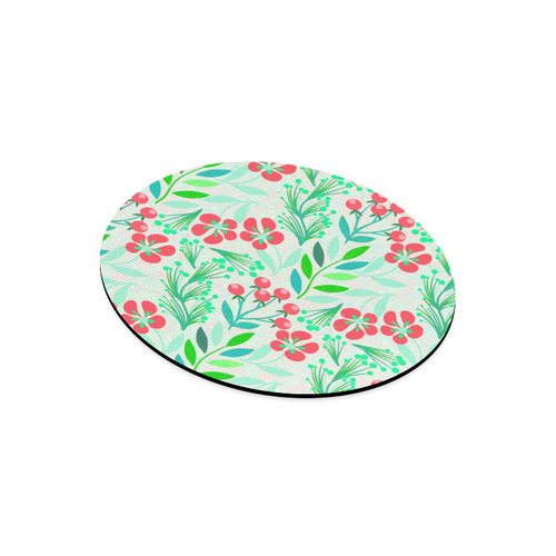 Vintage Holiday Flower Floral Pattern Round Mousepad