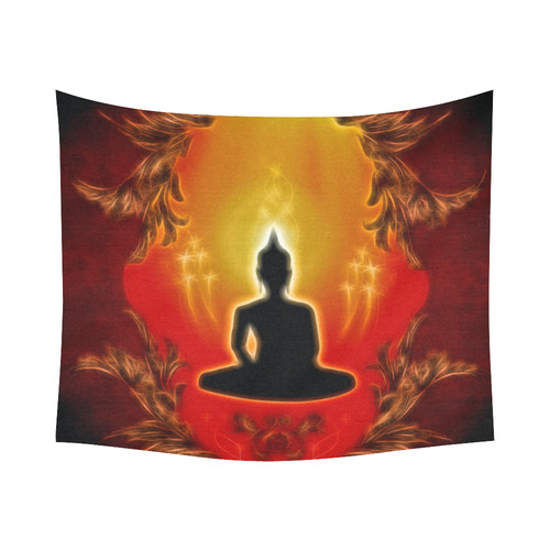 Buddha with light effect Cotton Linen Wall Tapestry 60"x 51"