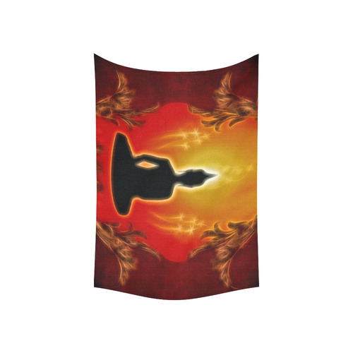 Buddha with light effect Cotton Linen Wall Tapestry 60"x 40"