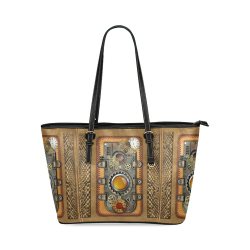 steampunk art Leather Tote Bag/Large (Model 1640)