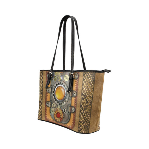 steampunk art Leather Tote Bag/Small (Model 1651)