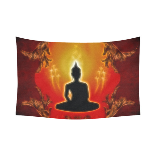 Buddha with light effect Cotton Linen Wall Tapestry 90"x 60"
