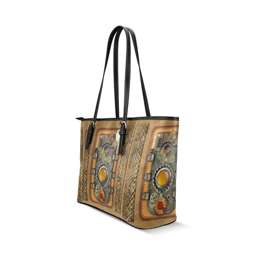 steampunk art Leather Tote Bag/Large (Model 1640)