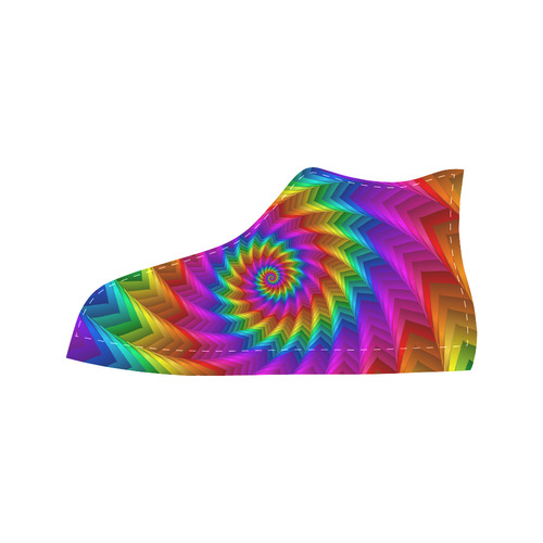 Psychedelic Rainbow Spiral Fractal Aquila High Top Microfiber Leather Women's Shoes/Large Size (Model 032)