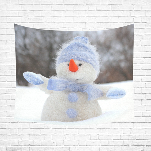 Snowman20161103 Cotton Linen Wall Tapestry 60"x 51"