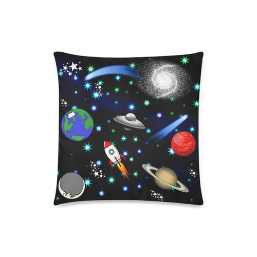 Galaxy Universe - Planets, Stars, Comets, Rockets Custom Zippered Pillow Case 18"x18"(Twin Sides)