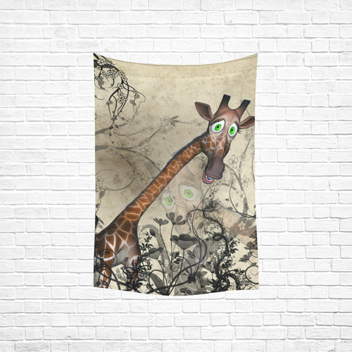 Funny, happy giraffe Cotton Linen Wall Tapestry 40"x 60"