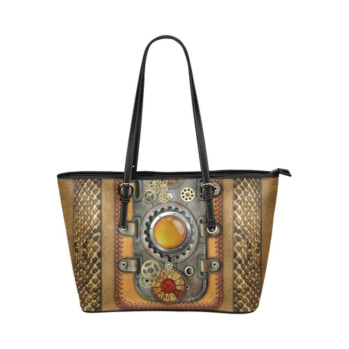 steampunk art Leather Tote Bag/Small (Model 1651)