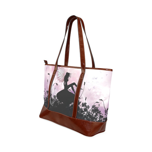 Pink Fairy Silhouette with bubbles Tote Handbag (Model 1642)