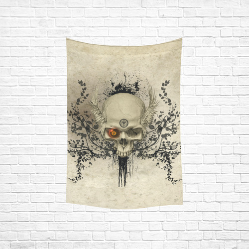 Amazing skull with wings,red eye Cotton Linen Wall Tapestry 40"x 60"