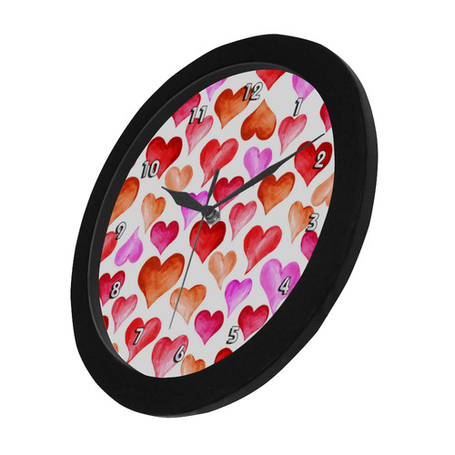 Pink Red Hearts Pattern Circular Plastic Wall clock