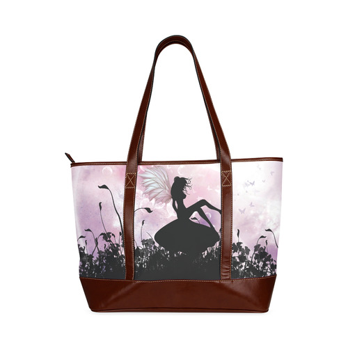 Pink Fairy Silhouette with bubbles Tote Handbag (Model 1642)